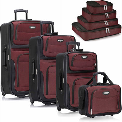 Amsterdam Softside Expandable Luggage with Rolling Wheels, Orange, 21-Inch Carry-on