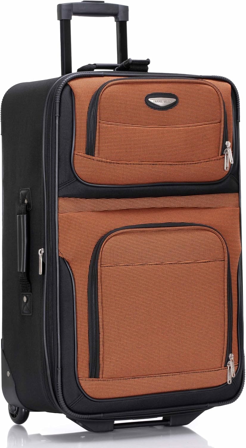 Amsterdam Softside Expandable Luggage with Rolling Wheels, Orange, 21-Inch Carry-on