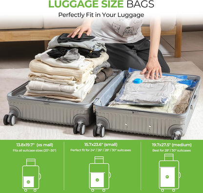 Vacuum Storage Bags for Travel: 15 Pack Compression Packing for Clothes with Rechargeable Air Pump Carry-on Size Vacuum Seal Bags Luggage＆ Suitcase Space Saver Organizer for Clothing