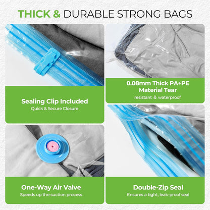 Vacuum Storage Bags for Travel: 15 Pack Compression Packing for Clothes with Rechargeable Air Pump Carry-on Size Vacuum Seal Bags Luggage＆ Suitcase Space Saver Organizer for Clothing
