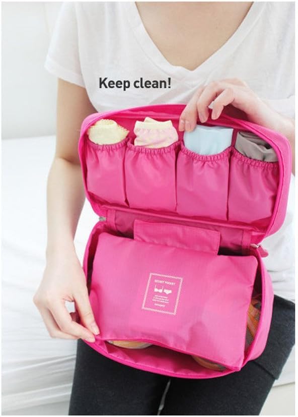1 pc Portable Travel Drawer Dividers Closet Organizers Bra Underwear Storage Bag,Pink