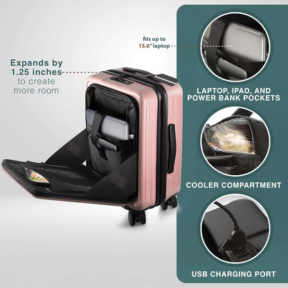 20 Inch Carry On Luggage 22x14x9 Airline Approved, Carry On Suitcase with Wheels, Hard-shell Carry-on Luggage, Durable Luggage Carry-On, Sage Green Small Suitcase with Cosmetic Case