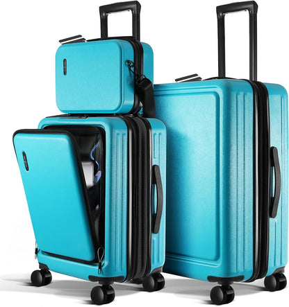 20 Inch Carry On Luggage 22x14x9 Airline Approved, Carry On Suitcase with Wheels, Hard-shell Carry-on Luggage, Durable Luggage Carry-On, Sage Green Small Suitcase with Cosmetic Case