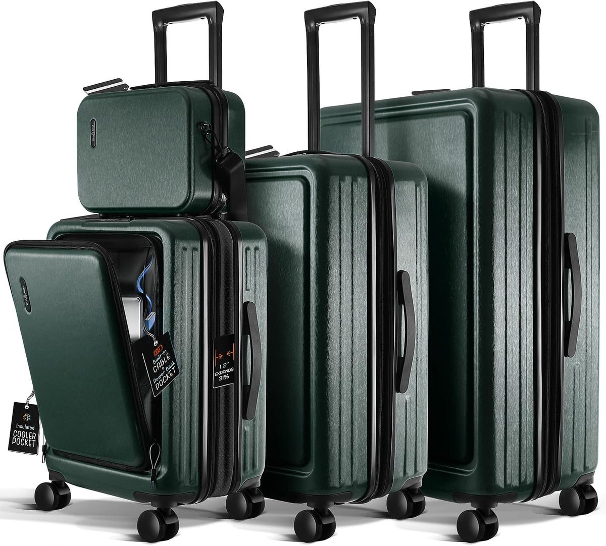 20 Inch Carry On Luggage 22x14x9 Airline Approved, Carry On Suitcase with Wheels, Hard-shell Carry-on Luggage, Durable Luggage Carry-On, Sage Green Small Suitcase with Cosmetic Case