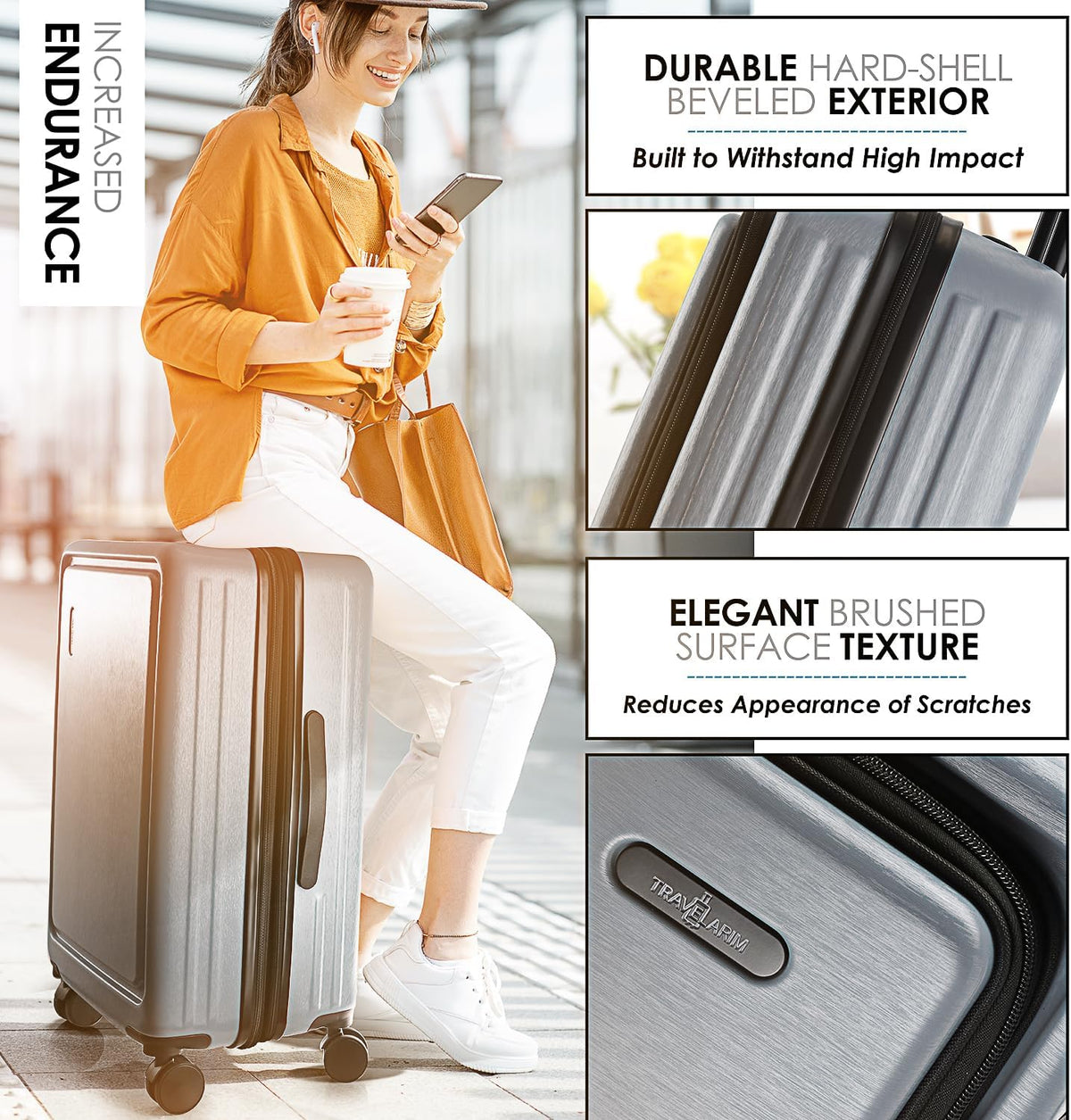 20 Inch Carry On Luggage 22x14x9 Airline Approved, Carry On Suitcase with Wheels, Hard-shell Carry-on Luggage, Durable Luggage Carry-On, Sage Green Small Suitcase with Cosmetic Case