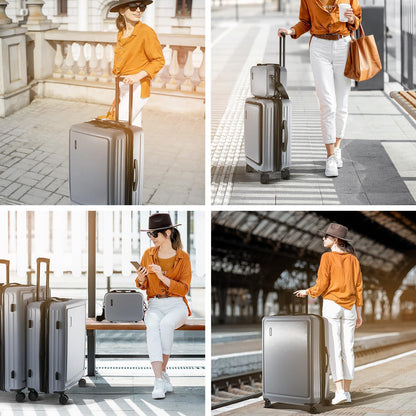 20 Inch Carry On Luggage 22x14x9 Airline Approved, Carry On Suitcase with Wheels, Hard-shell Carry-on Luggage, Durable Luggage Carry-On, Sage Green Small Suitcase with Cosmetic Case