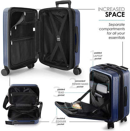 20 Inch Carry On Luggage 22x14x9 Airline Approved, Carry On Suitcase with Wheels, Hard-shell Carry-on Luggage, Durable Luggage Carry-On, Sage Green Small Suitcase with Cosmetic Case