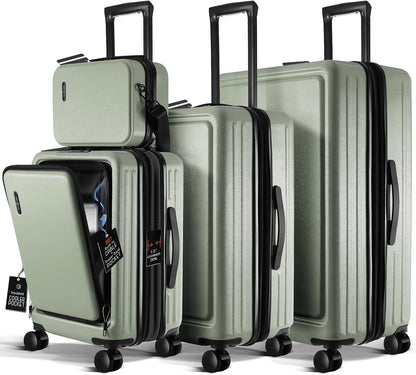 20 Inch Carry On Luggage 22x14x9 Airline Approved, Carry On Suitcase with Wheels, Hard-shell Carry-on Luggage, Durable Luggage Carry-On, Sage Green Small Suitcase with Cosmetic Case