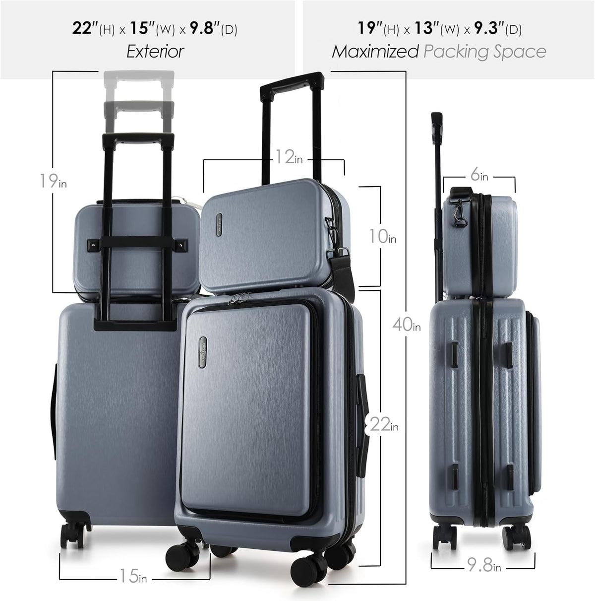 20 Inch Carry On Luggage 22x14x9 Airline Approved, Carry On Suitcase with Wheels, Hard-shell Carry-on Luggage, Durable Luggage Carry-On, Sage Green Small Suitcase with Cosmetic Case