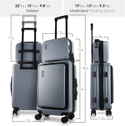 20 Inch Carry On Luggage 22x14x9 Airline Approved, Carry On Suitcase with Wheels, Hard-shell Carry-on Luggage, Durable Luggage Carry-On, Sage Green Small Suitcase with Cosmetic Case