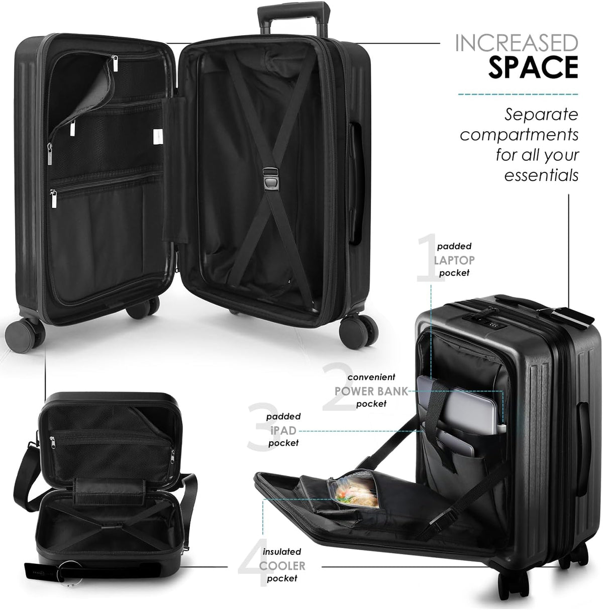 20 Inch Carry On Luggage 22x14x9 Airline Approved, Carry On Suitcase with Wheels, Hard-shell Carry-on Luggage, Durable Luggage Carry-On, Sage Green Small Suitcase with Cosmetic Case