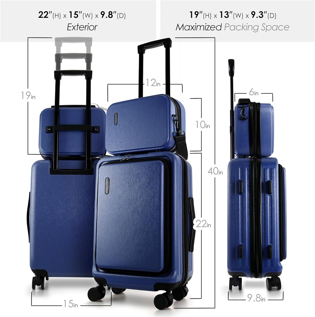 20 Inch Carry On Luggage 22x14x9 Airline Approved, Carry On Suitcase with Wheels, Hard-shell Carry-on Luggage, Durable Luggage Carry-On, Sage Green Small Suitcase with Cosmetic Case