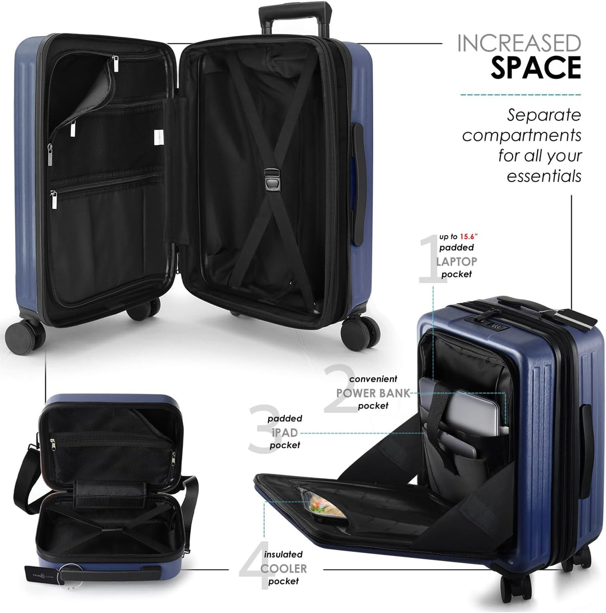 20 Inch Carry On Luggage 22x14x9 Airline Approved, Carry On Suitcase with Wheels, Hard-shell Carry-on Luggage, Durable Luggage Carry-On, Sage Green Small Suitcase with Cosmetic Case