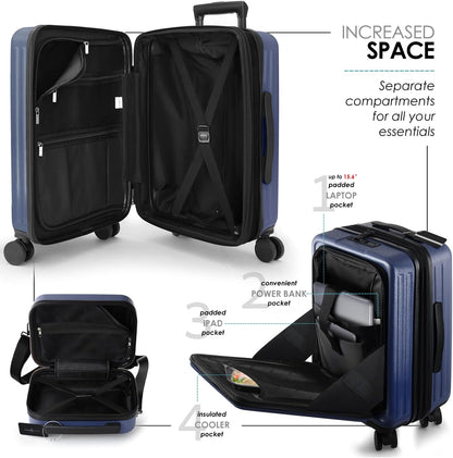20 Inch Carry On Luggage 22x14x9 Airline Approved, Carry On Suitcase with Wheels, Hard-shell Carry-on Luggage, Durable Luggage Carry-On, Sage Green Small Suitcase with Cosmetic Case