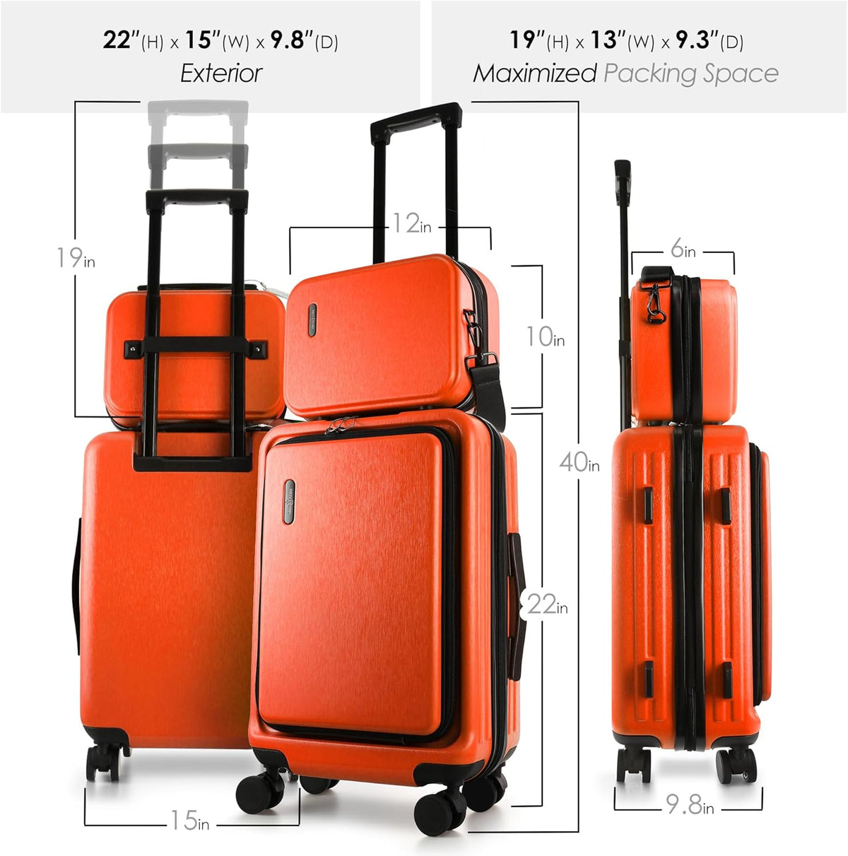 20 Inch Carry On Luggage 22x14x9 Airline Approved, Carry On Suitcase with Wheels, Hard-shell Carry-on Luggage, Durable Luggage Carry-On, Sage Green Small Suitcase with Cosmetic Case