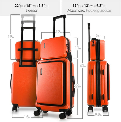 20 Inch Carry On Luggage 22x14x9 Airline Approved, Carry On Suitcase with Wheels, Hard-shell Carry-on Luggage, Durable Luggage Carry-On, Sage Green Small Suitcase with Cosmetic Case