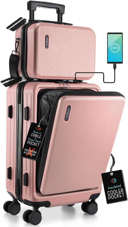 20 Inch Carry On Luggage 22x14x9 Airline Approved, Carry On Suitcase with Wheels, Hard-shell Carry-on Luggage, Durable Luggage Carry-On, Sage Green Small Suitcase with Cosmetic Case