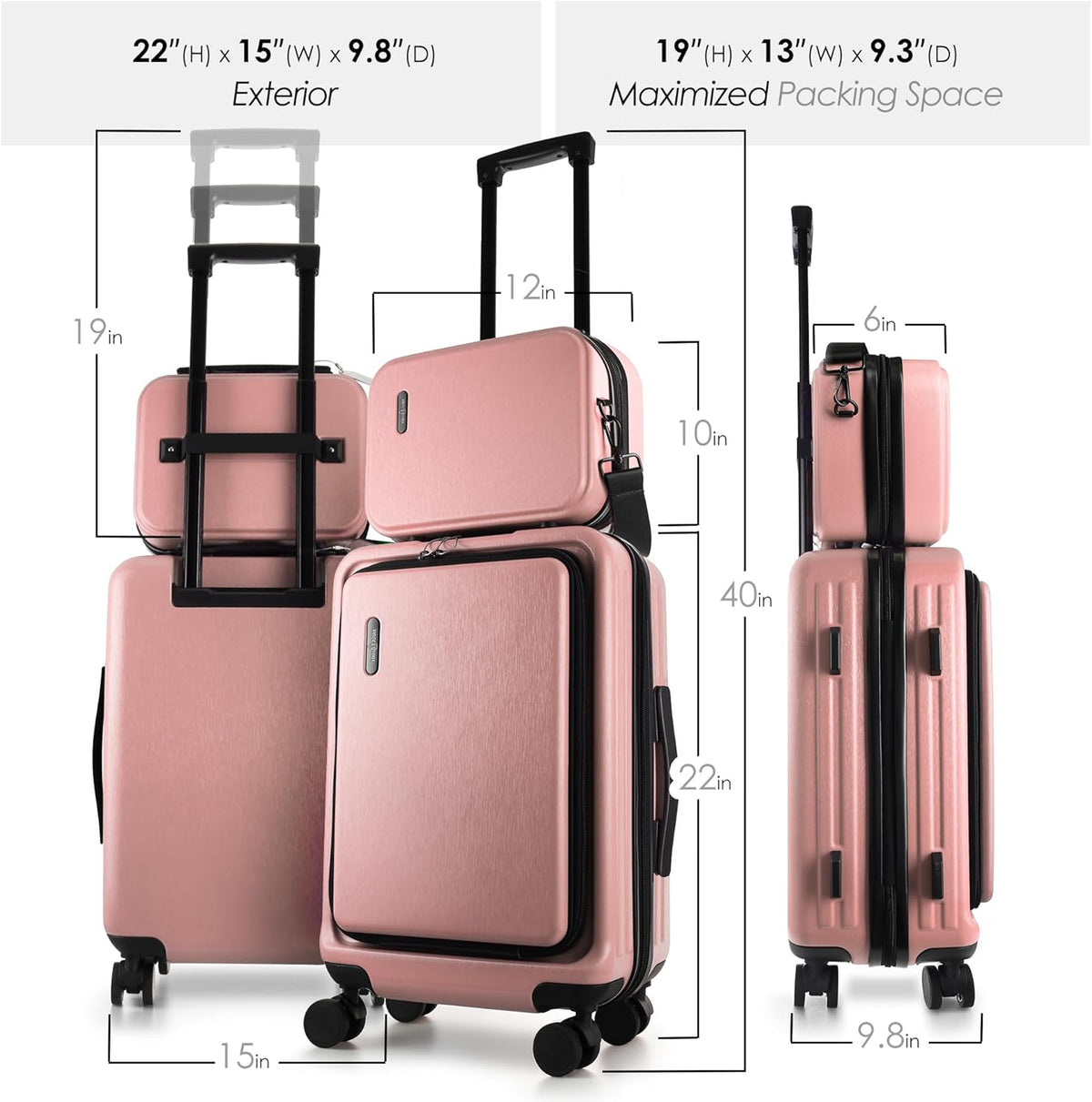 20 Inch Carry On Luggage 22x14x9 Airline Approved, Carry On Suitcase with Wheels, Hard-shell Carry-on Luggage, Durable Luggage Carry-On, Sage Green Small Suitcase with Cosmetic Case