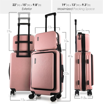 20 Inch Carry On Luggage 22x14x9 Airline Approved, Carry On Suitcase with Wheels, Hard-shell Carry-on Luggage, Durable Luggage Carry-On, Sage Green Small Suitcase with Cosmetic Case