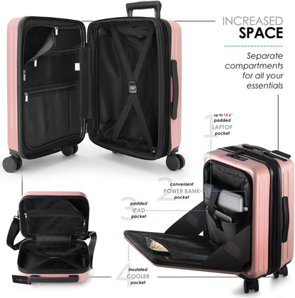 20 Inch Carry On Luggage 22x14x9 Airline Approved, Carry On Suitcase with Wheels, Hard-shell Carry-on Luggage, Durable Luggage Carry-On, Sage Green Small Suitcase with Cosmetic Case
