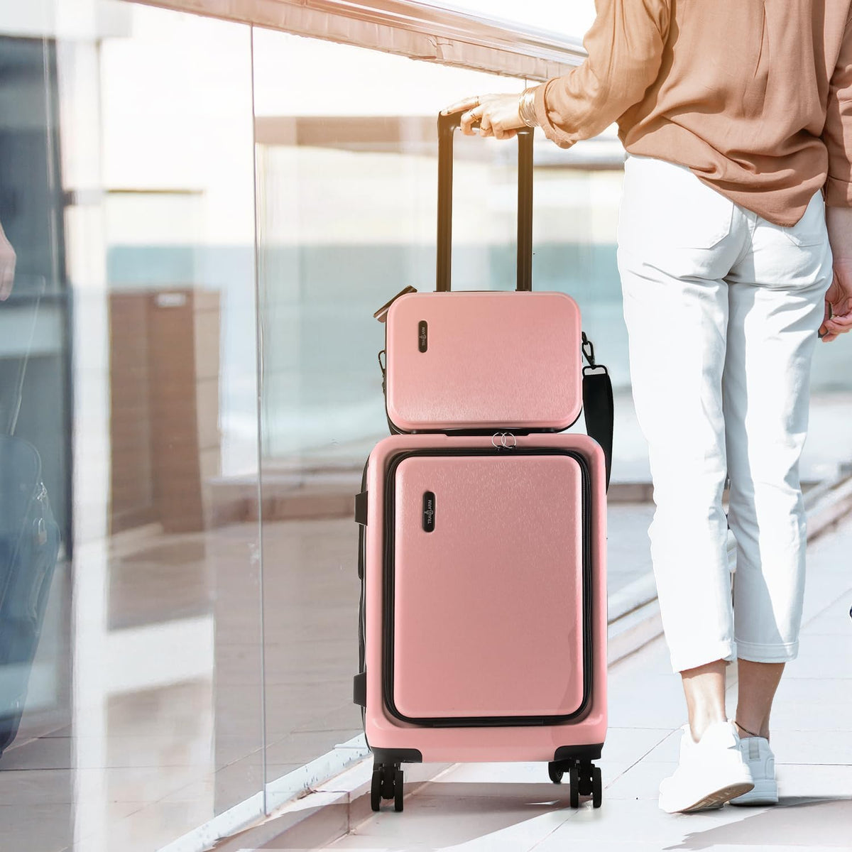20 Inch Carry On Luggage 22x14x9 Airline Approved, Carry On Suitcase with Wheels, Hard-shell Carry-on Luggage, Durable Luggage Carry-On, Sage Green Small Suitcase with Cosmetic Case