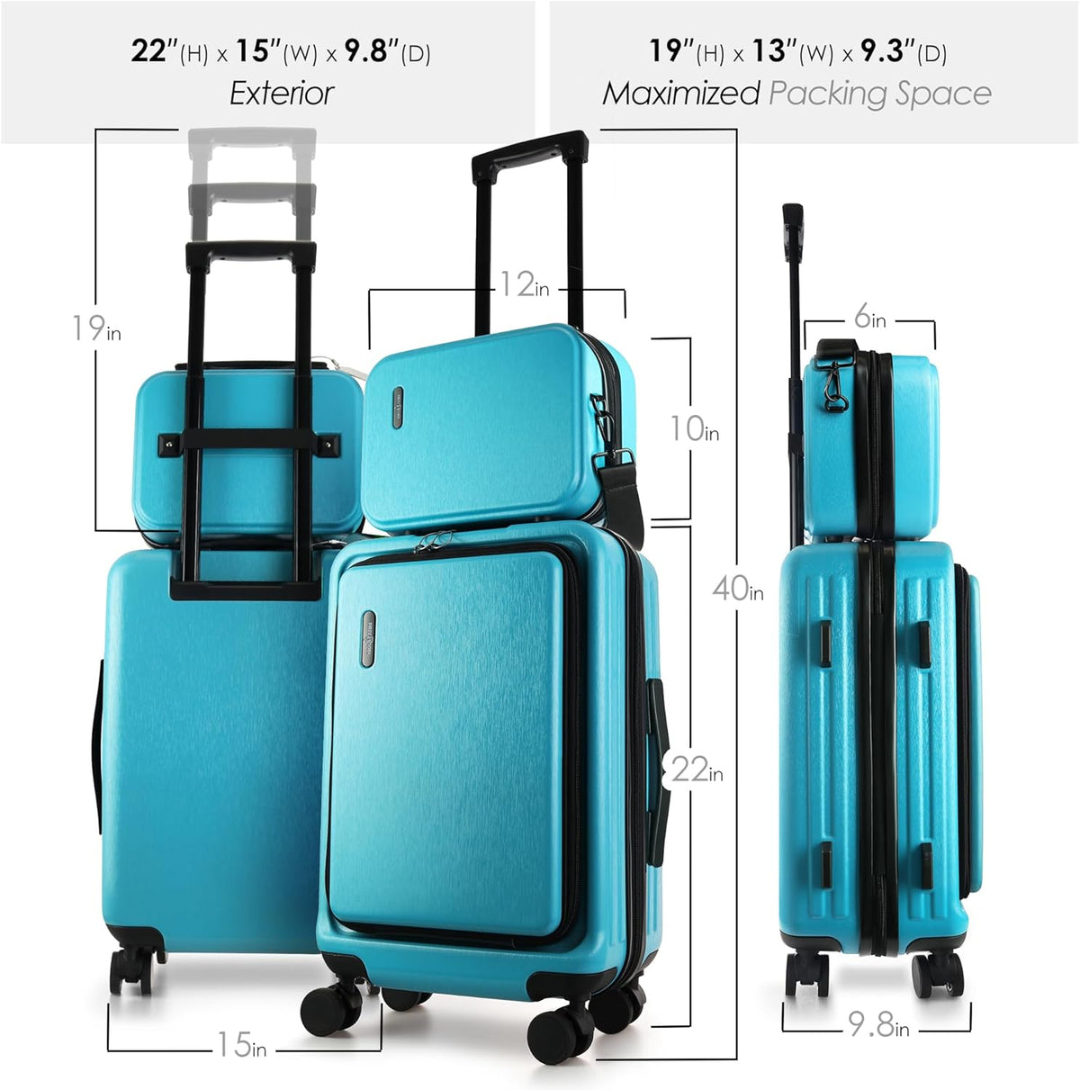 20 Inch Carry On Luggage 22x14x9 Airline Approved, Carry On Suitcase with Wheels, Hard-shell Carry-on Luggage, Durable Luggage Carry-On, Sage Green Small Suitcase with Cosmetic Case