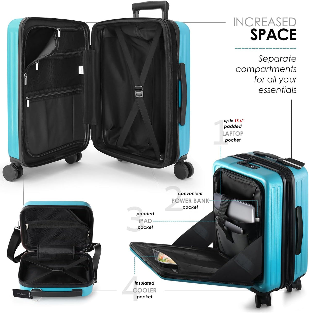20 Inch Carry On Luggage 22x14x9 Airline Approved, Carry On Suitcase with Wheels, Hard-shell Carry-on Luggage, Durable Luggage Carry-On, Sage Green Small Suitcase with Cosmetic Case