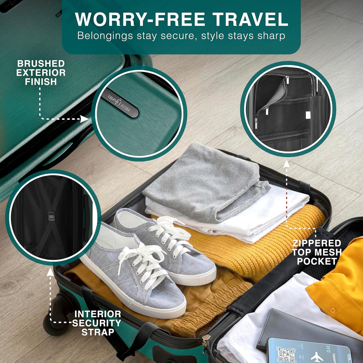 20 Inch Carry On Luggage 22x14x9 Airline Approved, Carry On Suitcase with Wheels, Hard-shell Carry-on Luggage, Durable Luggage Carry-On, Sage Green Small Suitcase with Cosmetic Case