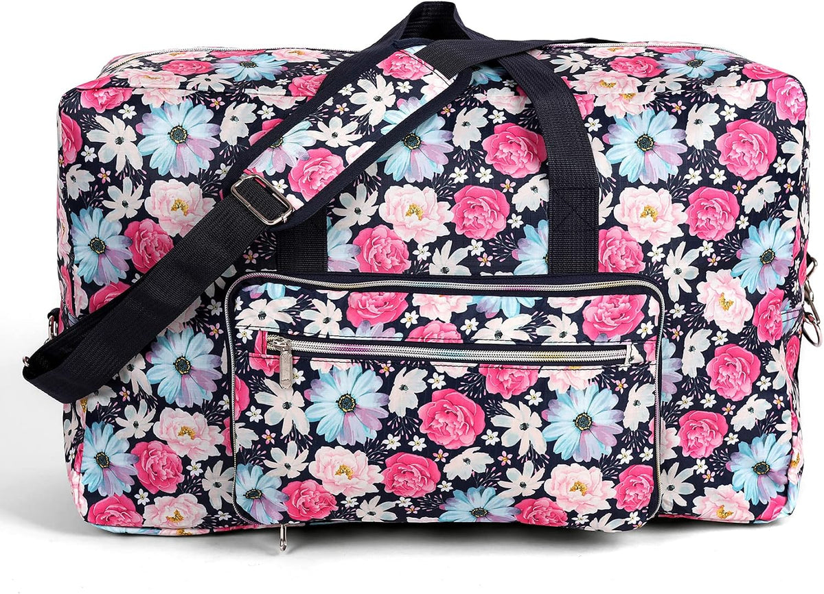 22" Foldable Large Travel Duffel Duffle Bag Sports Gym Tote Bag For Women Overnight Carryon Weekend Bag Shoulder Bag Water Resistant
