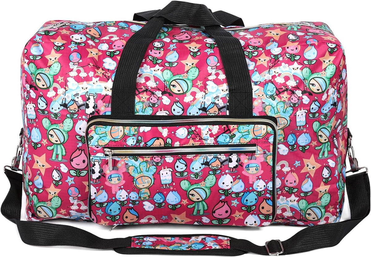 22" Foldable Large Travel Duffel Duffle Bag Sports Gym Tote Bag For Women Overnight Carryon Weekend Bag Shoulder Bag Water Resistant