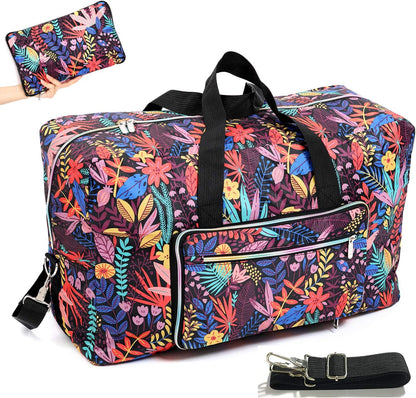 22" Foldable Large Travel Duffel Duffle Bag Sports Gym Tote Bag For Women Overnight Carryon Weekend Bag Shoulder Bag Water Resistant