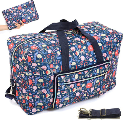 22" Foldable Large Travel Duffel Duffle Bag Sports Gym Tote Bag For Women Overnight Carryon Weekend Bag Shoulder Bag Water Resistant