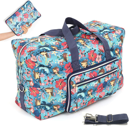 22" Foldable Large Travel Duffel Duffle Bag Sports Gym Tote Bag For Women Overnight Carryon Weekend Bag Shoulder Bag Water Resistant