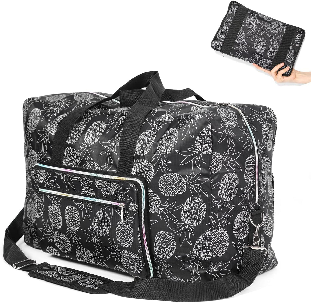 22" Foldable Large Travel Duffel Duffle Bag Sports Gym Tote Bag For Women Overnight Carryon Weekend Bag Shoulder Bag Water Resistant