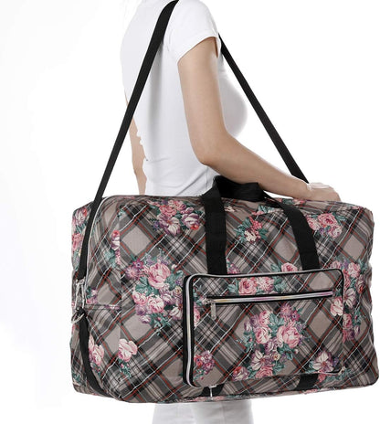 22" Foldable Large Travel Duffel Duffle Bag Sports Gym Tote Bag For Women Overnight Carryon Weekend Bag Shoulder Bag Water Resistant