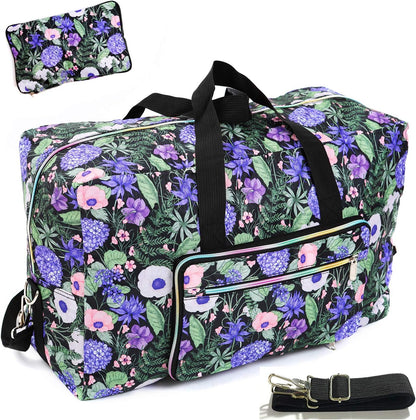 22" Foldable Large Travel Duffel Duffle Bag Sports Gym Tote Bag For Women Overnight Carryon Weekend Bag Shoulder Bag Water Resistant