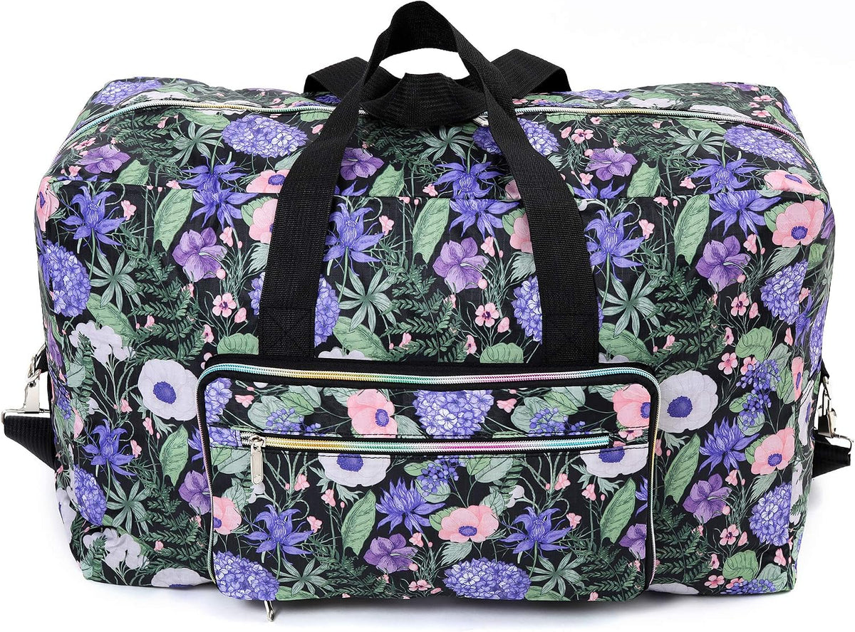 22" Foldable Large Travel Duffel Duffle Bag Sports Gym Tote Bag For Women Overnight Carryon Weekend Bag Shoulder Bag Water Resistant