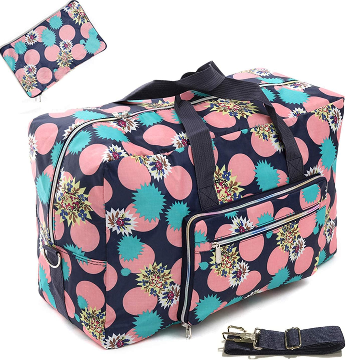 22" Foldable Large Travel Duffel Duffle Bag Sports Gym Tote Bag For Women Overnight Carryon Weekend Bag Shoulder Bag Water Resistant