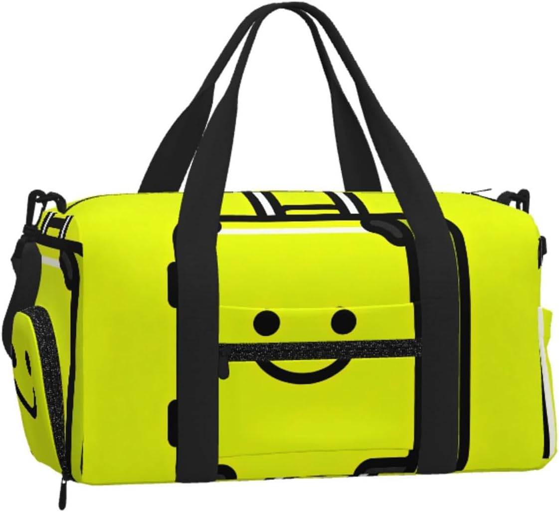 Suitcase Face Duffel Bag with Shoe Compartment-Sports Gym Weekender for Men Women, Waterproof Travel Tote with Wet Pocket for Dirty Shoes