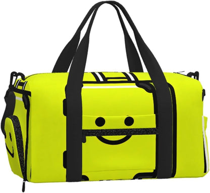 Suitcase Face Duffel Bag with Shoe Compartment-Sports Gym Weekender for Men Women, Waterproof Travel Tote with Wet Pocket for Dirty Shoes