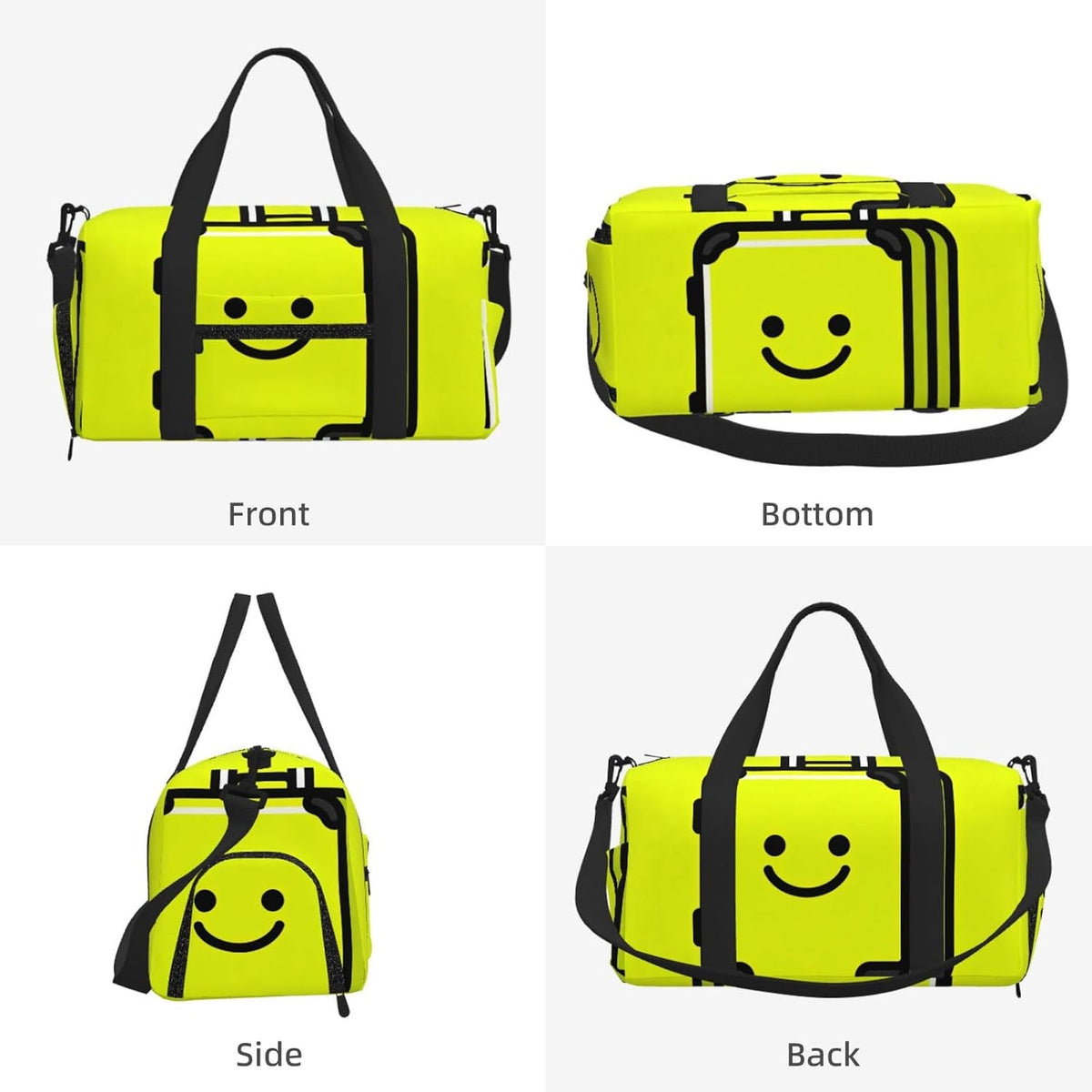 Suitcase Face Duffel Bag with Shoe Compartment-Sports Gym Weekender for Men Women, Waterproof Travel Tote with Wet Pocket for Dirty Shoes