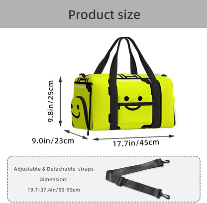 Suitcase Face Duffel Bag with Shoe Compartment-Sports Gym Weekender for Men Women, Waterproof Travel Tote with Wet Pocket for Dirty Shoes