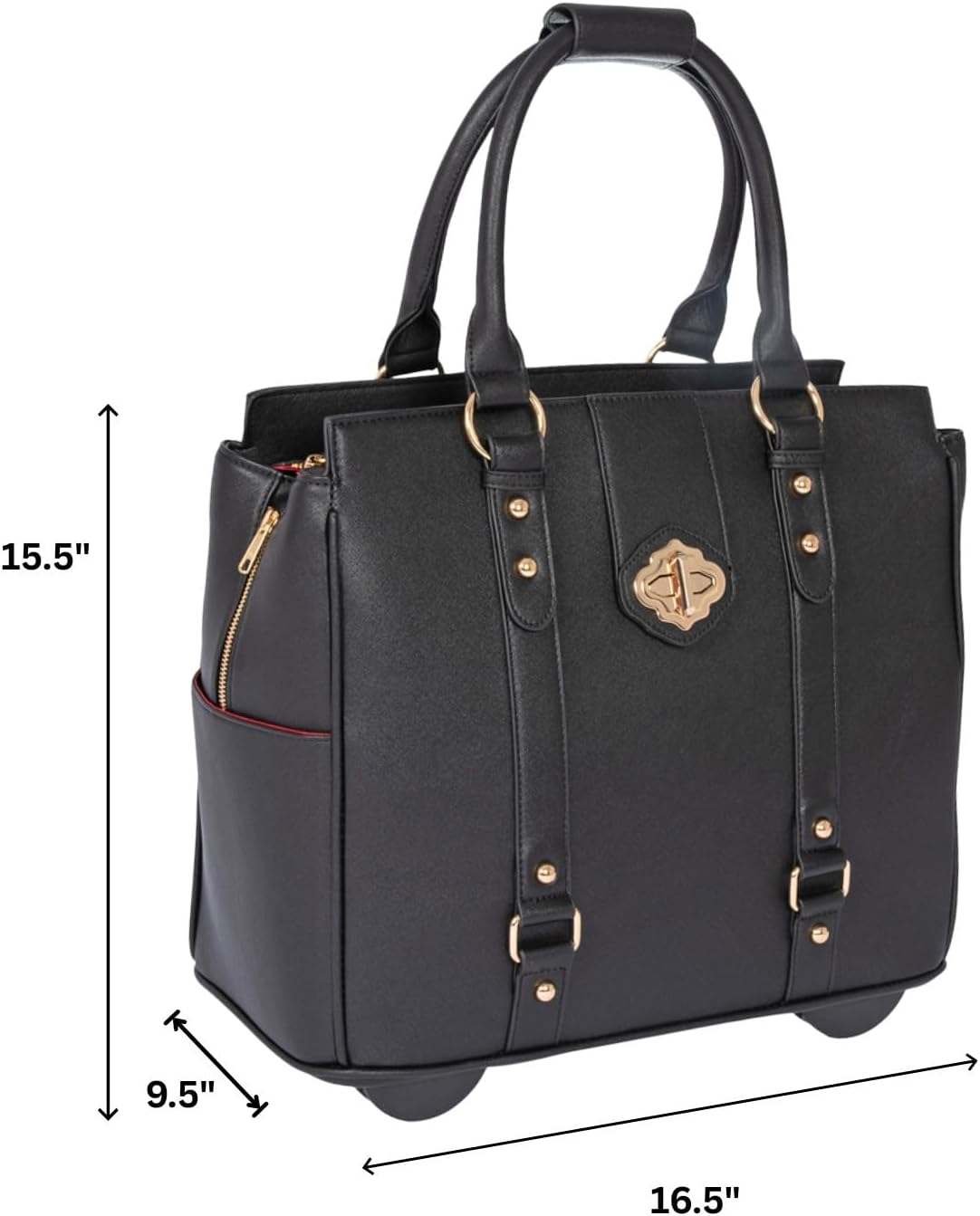 JKM & Company Rolling Laptop Bag for Women | Designer Wheeled Briefcase | Fits 13-17" Laptops | Office Travel Computer Case (Executive Taupe)