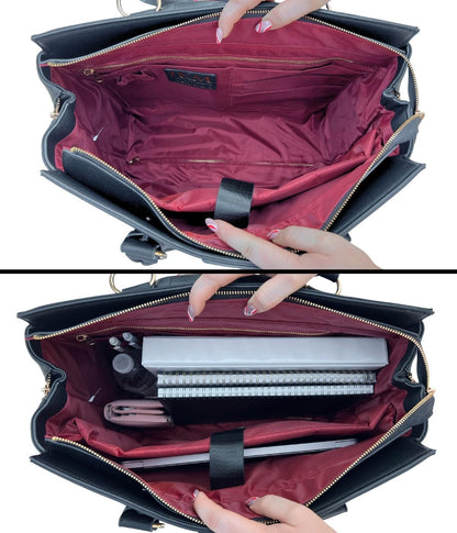 JKM & Company Rolling Laptop Bag for Women | Designer Wheeled Briefcase | Fits 13-17" Laptops | Office Travel Computer Case (Executive Taupe)