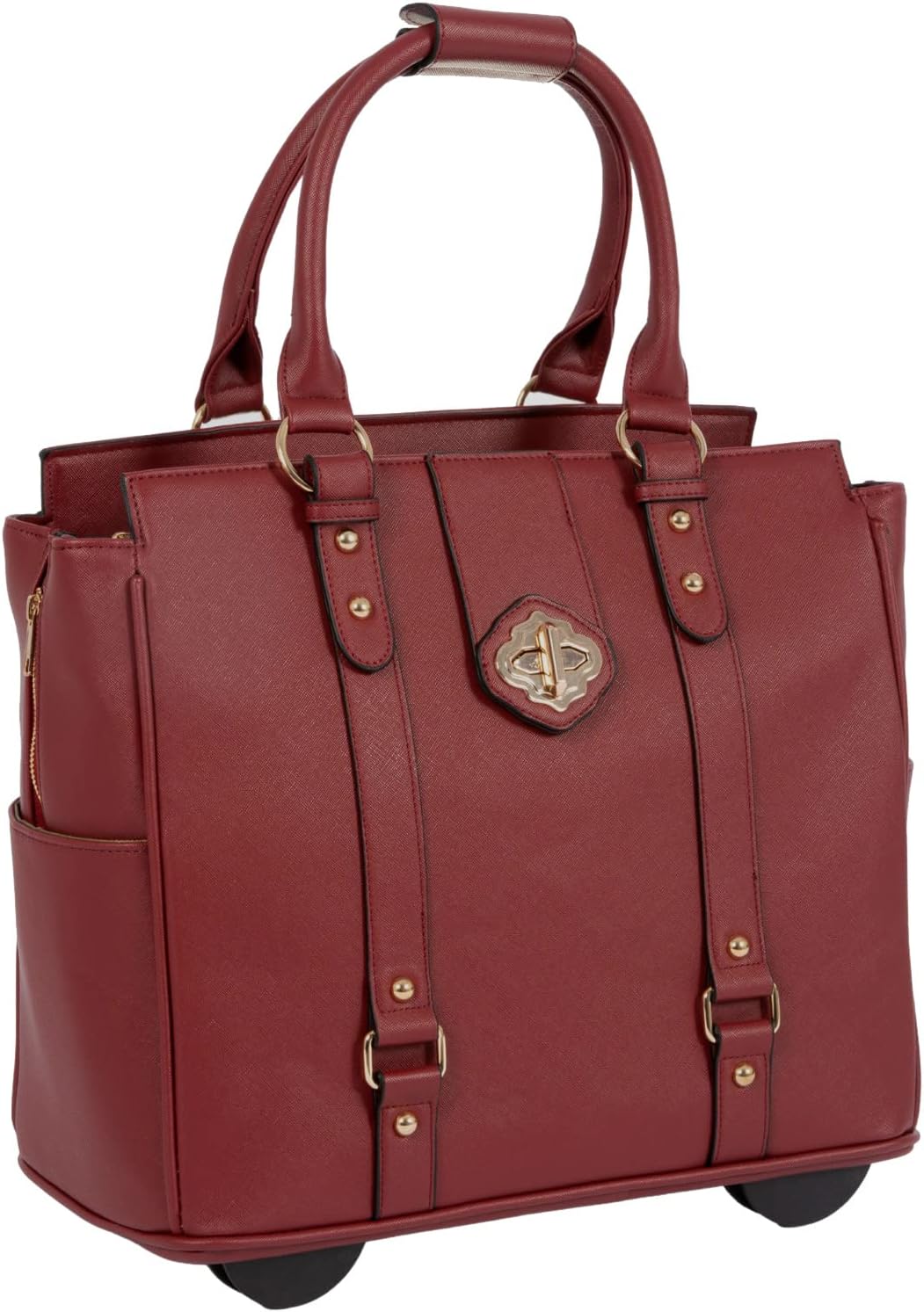 JKM & Company Rolling Laptop Bag for Women | Designer Wheeled Briefcase | Fits 13-17" Laptops | Office Travel Computer Case (Executive Taupe)