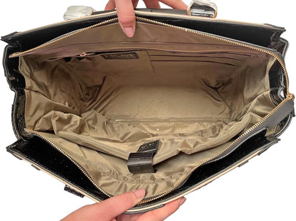 JKM & Company Rolling Laptop Bag for Women | Designer Wheeled Briefcase | Fits 13-17" Laptops | Office Travel Computer Case (Executive Taupe)