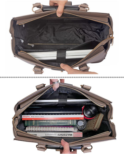 JKM & Company Rolling Laptop Bag for Women | Designer Wheeled Briefcase | Fits 13-17" Laptops | Office Travel Computer Case (Executive Taupe)