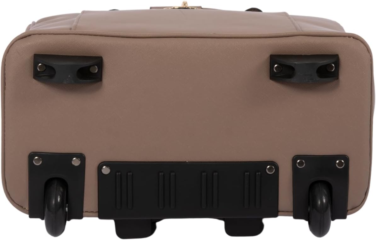 JKM & Company Rolling Laptop Bag for Women | Designer Wheeled Briefcase | Fits 13-17" Laptops | Office Travel Computer Case (Executive Taupe)