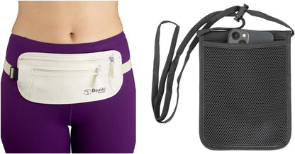 Complete RFID Travel Security Set - Hidden Money Belt and Sleek Neck Wallet - Ultimate Protection for Your Valuables on the Go.