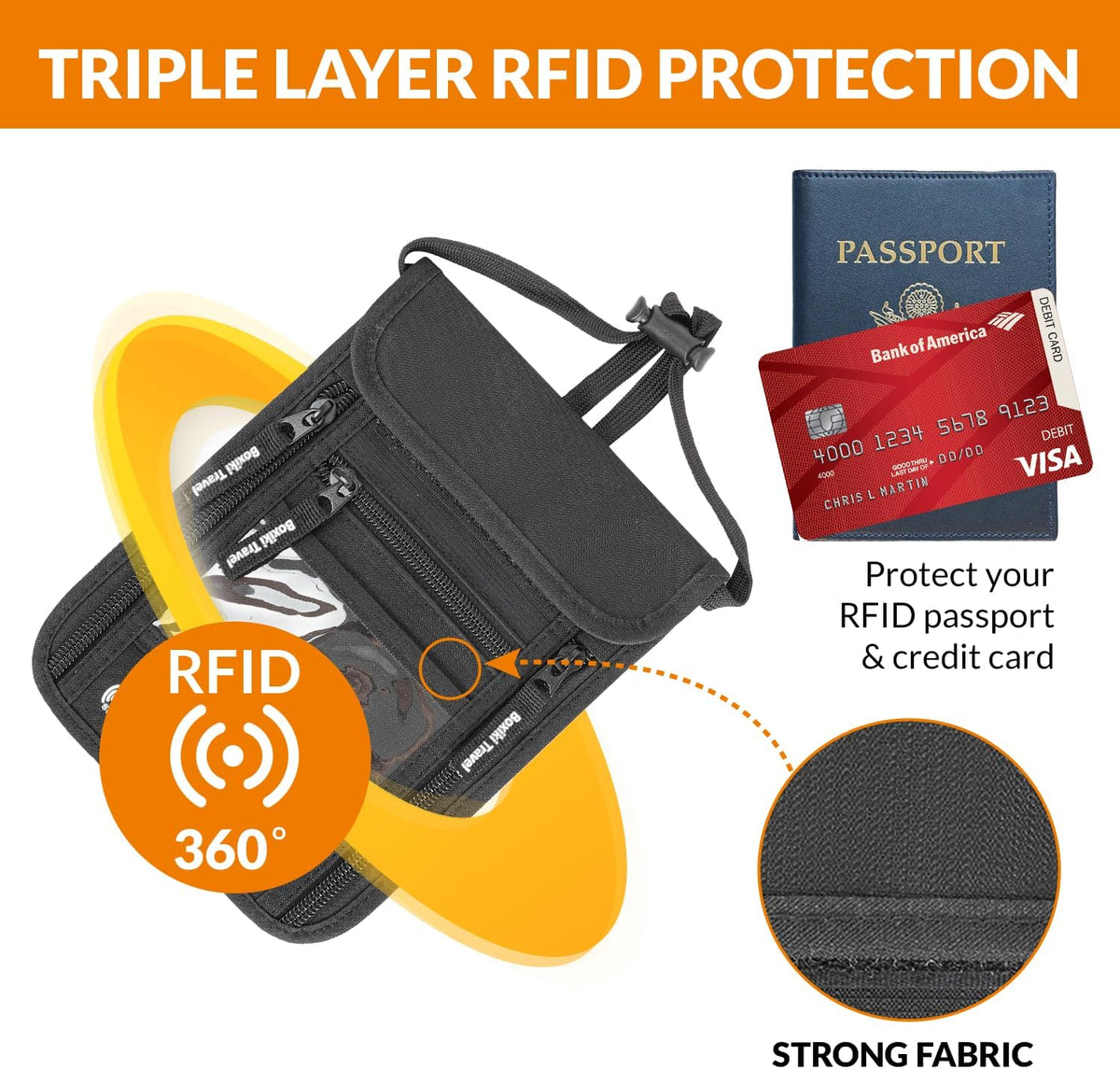 Complete RFID Travel Security Set - Hidden Money Belt and Sleek Neck Wallet - Ultimate Protection for Your Valuables on the Go.